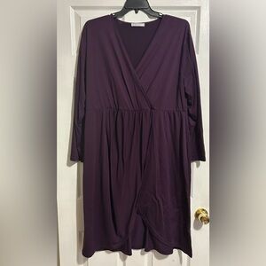 Elegant Deep Purple Long Sleeve Dress